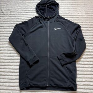 Nike Men's Black Full Zip Hooded Knit Hoodie Pockets Size Large
